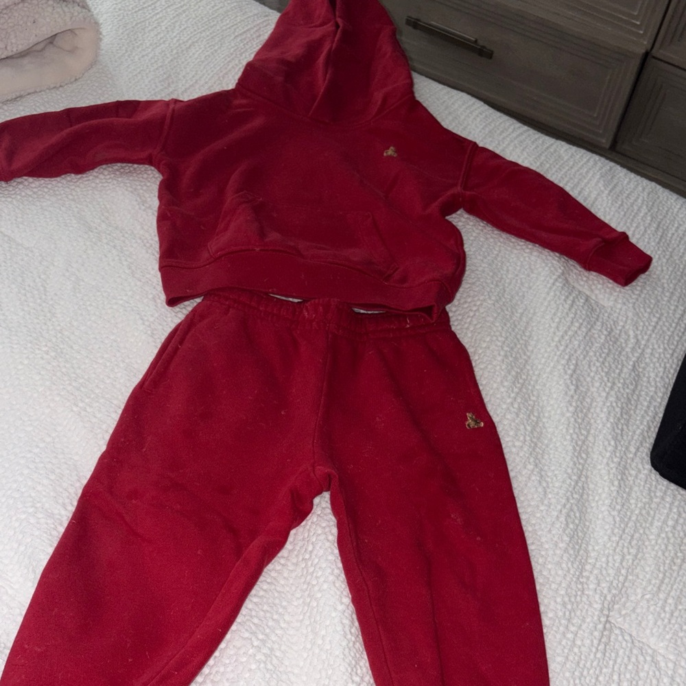 Red sweatsuit toddler